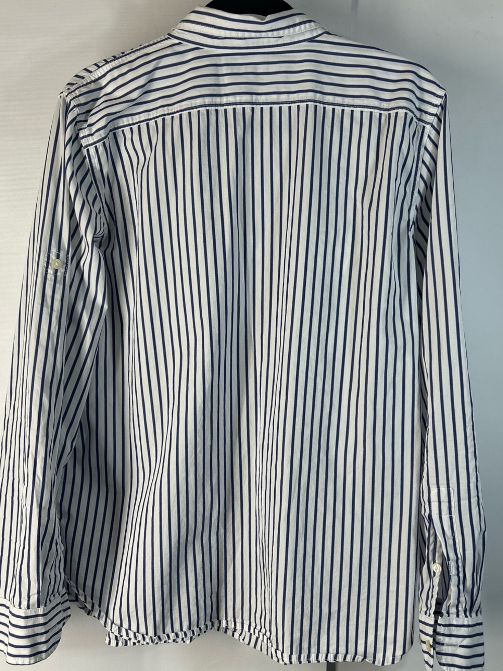 Ralph Lauren White and Navy Vertical Stripe Button-Down Shirt - Picture 4 of 4